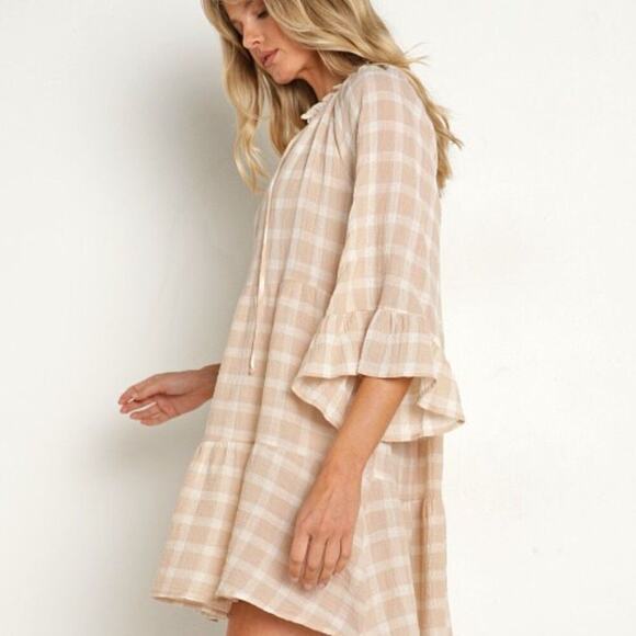 Show Me Your Mumu Viola Mini Dress Cream Plaid Size Small NWT - Picture 4 of 11